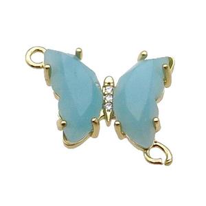 Blue Amazonite Butterfly Connector Gold Plated, approx 15-19mm