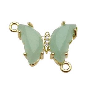 Green Aventurine Butterfly Connector Gold Plated, approx 15-19mm