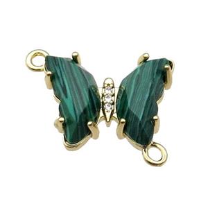 Green Synthetic Malachite Butterfly Connector Gold Plated, approx 15-19mm