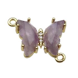 Purple Amethyst Butterfly Connector Gold Plated, approx 15-19mm