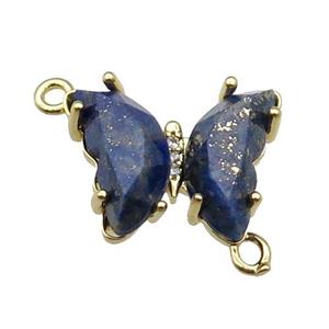 Blue Lapis Butterfly Connector Gold Plated, approx 15-19mm