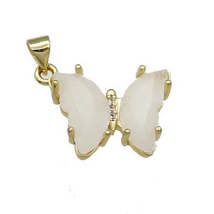 Clear Quartz Butterfly Pendant Gold Plated, approx 15-19mm