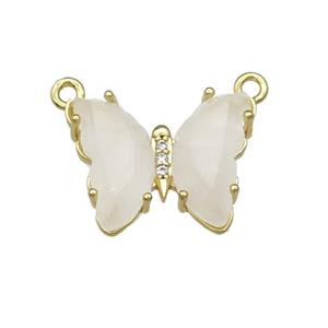 Clear Quartz Butterfly Pendant With 2loops Gold Plated, approx 15-19mm