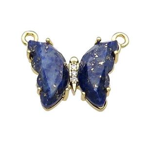 Blue Lapis Lazuli Butterfly Pendant With 2loops Gold Plated Lazurite, approx 15-19mm