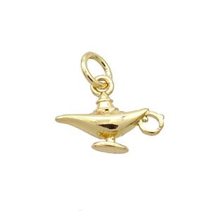 Copper AladdinLamp Pendant Charm Gold Plated, approx 7-11mm