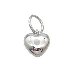 Copper Heart Pendant Platinum Plated, approx 13mm