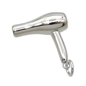 Copper HairDryer Charm Pendant Platinum Plated, approx 16mm