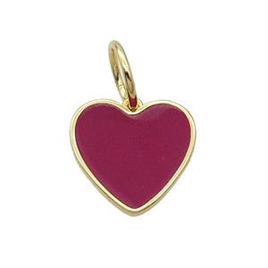 Copper Heart Pendant Red Enamel Gold Plated, approx 17mm