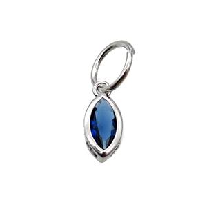 Copper Eye Pendant Pave Blue Crystal Platinum Plated, approx 7-12mm