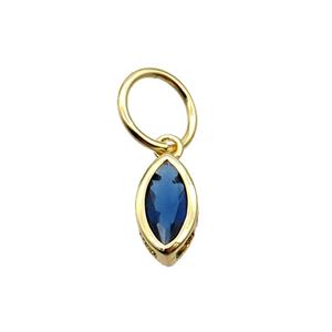 Copper Eye Pendant Pave Blue Crystal Gold Plated, approx 7-12mm