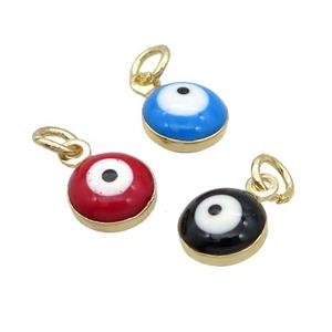 Copper Evil Eye Pendant Enamel 18K Gold Plated Mixed, approx 6.8mm