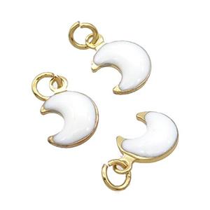 Copper Moon Pendant White Enamel 18K Gold Plated, approx 7-8mm