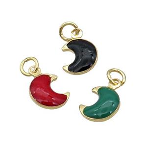 Copper Moon Pendant Enamel 18K Gold Plated Mixed, approx 7-8mm
