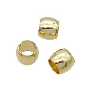 Copper Barrel Beads Large Hole 18K Gold Plated, approx 5x6mm, 4mm hole