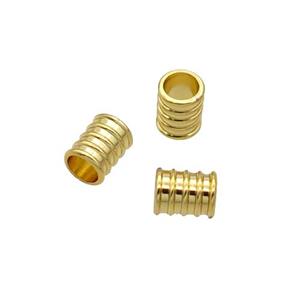 Copper Tube Beads Large Hole 18K Gold Plated, approx 4x5mm, 3mm hole