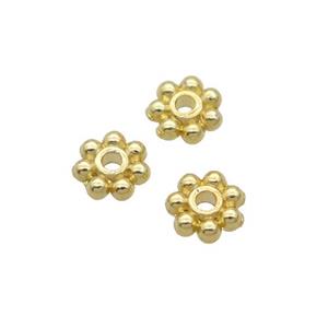Alloy Daisy Spacer Beads 18K Gold Plated, approx 6mm