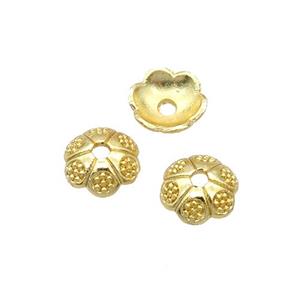 Alloy Bead Caps 18K Gold Plated, approx 6.5mm