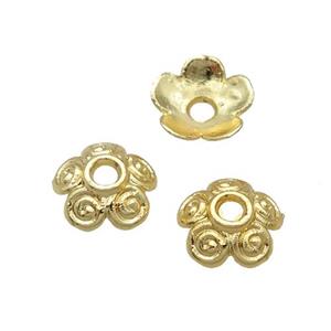 Alloy Bead Caps 18K Gold Plated, approx 8mm