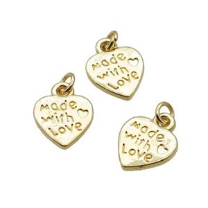 Alloy Heart pendant Made With Love 18K Gold Plated, approx 10mm