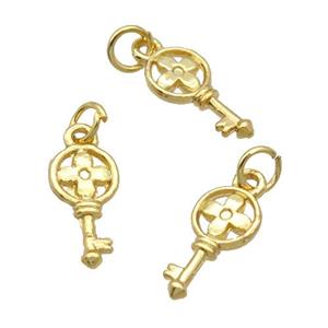 Alloy Key Pendant 18K Gold Plated, approx 7x14mm