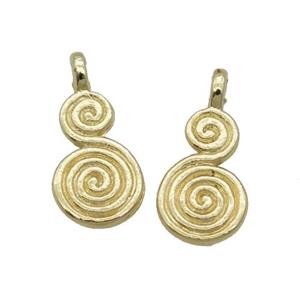 Alloy Pendant Swirly 18K Gold Plated, approx 8x13mm