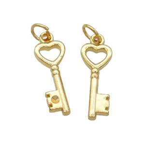 Alloy Key Pendant 18K Gold Plated, approx 7x17.5mm