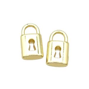 Alloy Lock Charm Pendant 18K Gold Plated, approx 8x14mm