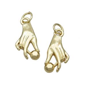 Alloy Hand Pendant 18K Gold Plated, approx 8.5x15.5mm