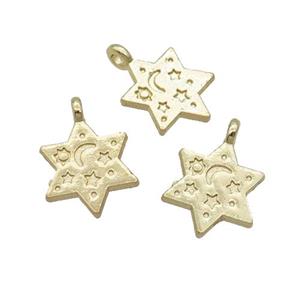Alloy Star Pendant 18K Gold Plated, approx 14mm