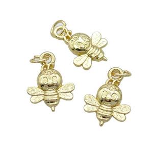 Alloy Honeybee Charm Pendant 18K Gold Plated, approx 12-13mm