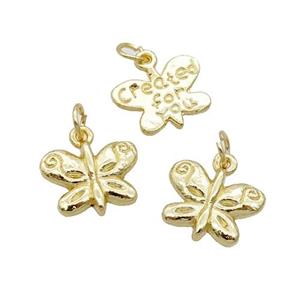 Alloy Butterfly Pendant 18K Gold Plated, approx 10-13mm