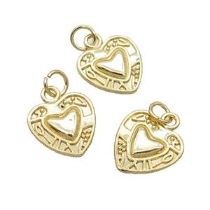 Alloy Heart Pendant 18K Gold Plated, approx 12.5mm