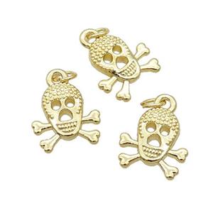 Alloy Skull Pendant 18K Gold Plated, approx 13mm