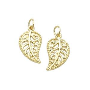 Alloy Leaf Pendant 18K Gold Plated, approx 10-16mm