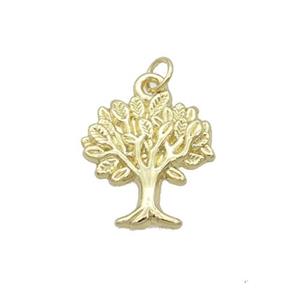 Alloy Tree Pendant 18K Gold Plated, approx 17mm