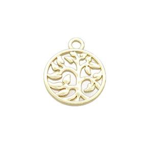 Alloy Tree Of Life Pendant 18K Gold Plated, approx 15mm