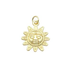 Alloy Sunflower Charm Pendant 18K Gold Plated, approx 16.5mm