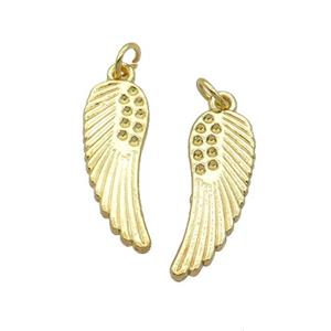 Alloy Angel Wing Pendant 18K Gold Plated, approx 8-23mm