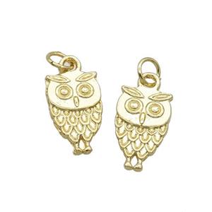 Alloy Owl Charm Pendant 18K Gold Plated, approx 9-15mm
