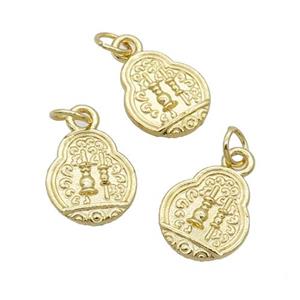 Alloy Charm Pendant 18K Gold Plated, approx 11-12mm