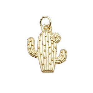 Alloy Cactus Charms Pendant 18K Gold Plated, approx 15-16mm