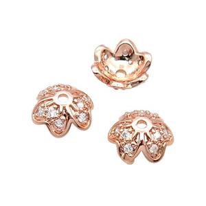 Copper BeadCap Pave Zircon Unfade Rose Gold, approx 11mm