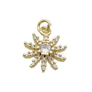 Copper Flower Pendant Pave Zircon Unfade 18K Gold Plated, approx 11mm