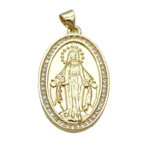 Copper Jesus Pendant Pave Zircon Unfade 18K Gold Plated, approx 18-28mm