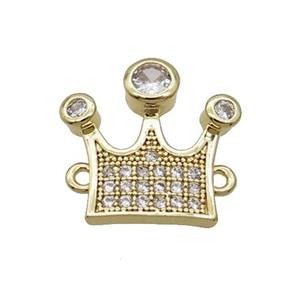 Copper Crown Connector Pave Zircon Unfade 18K Gold Plated, approx 17mm