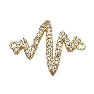 Copper Cardiogram Connector Pave Zircon Unfade 18K Gold Plated, approx 20-22mm