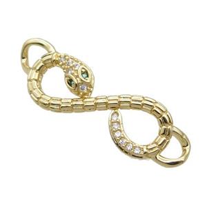 Copper Snake Connector Pave Zircon Unfade 18K Gold Plated, approx 9.5-25mm