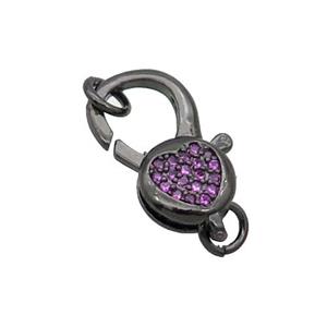 Copper Lobster Clasp Pave Zircon Heart Unfade Black Plated, approx 11-20mm