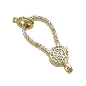 Copper Lobster Clasp Pave Zircon Unfade 18K Gold Plated, approx 14-27mm