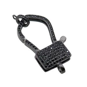 Copper Lobster Clasp Pave Zircon Black Plated, approx 18-33mm